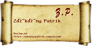 Zákány Patrik névjegykártya